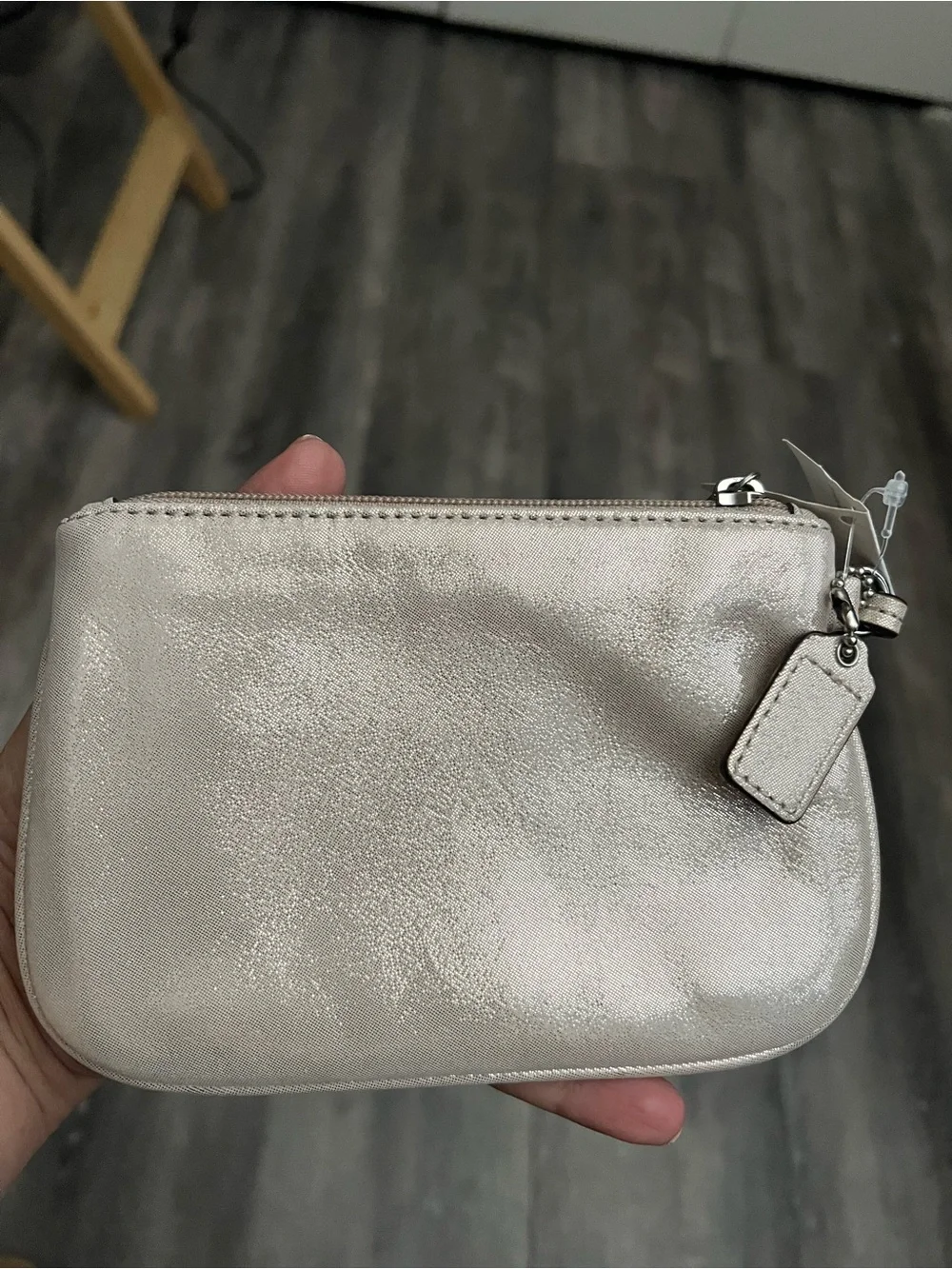 Y2k NWT Coach Poppy Metallic Champagne Wristlet Pouch